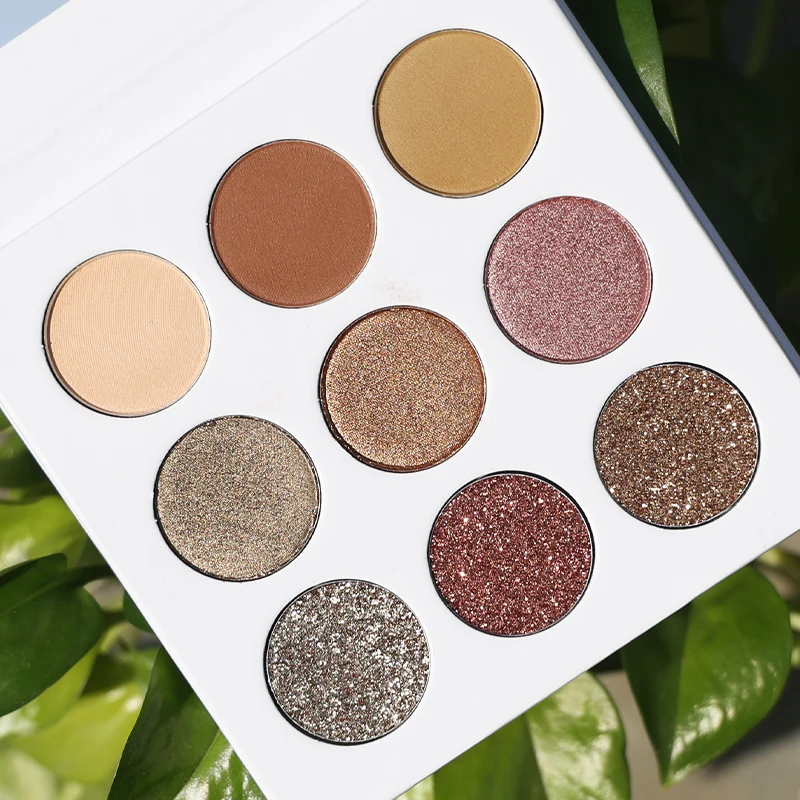 Make your own makeup glitter shimmer matte custom 9 color eyeshadow palette packaging private label