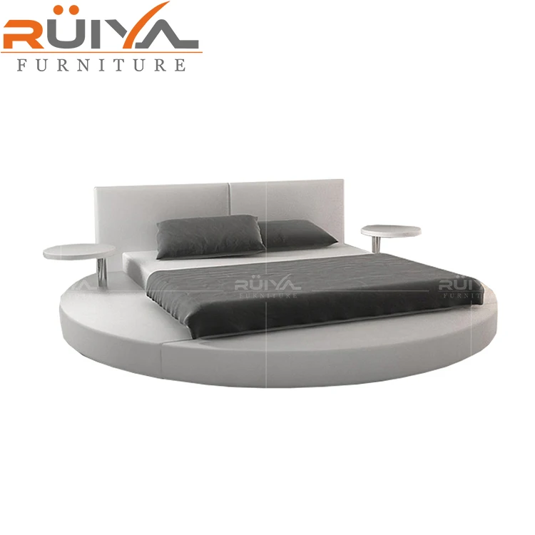 Latest modern round bed with headboard high quality large size round shape beds