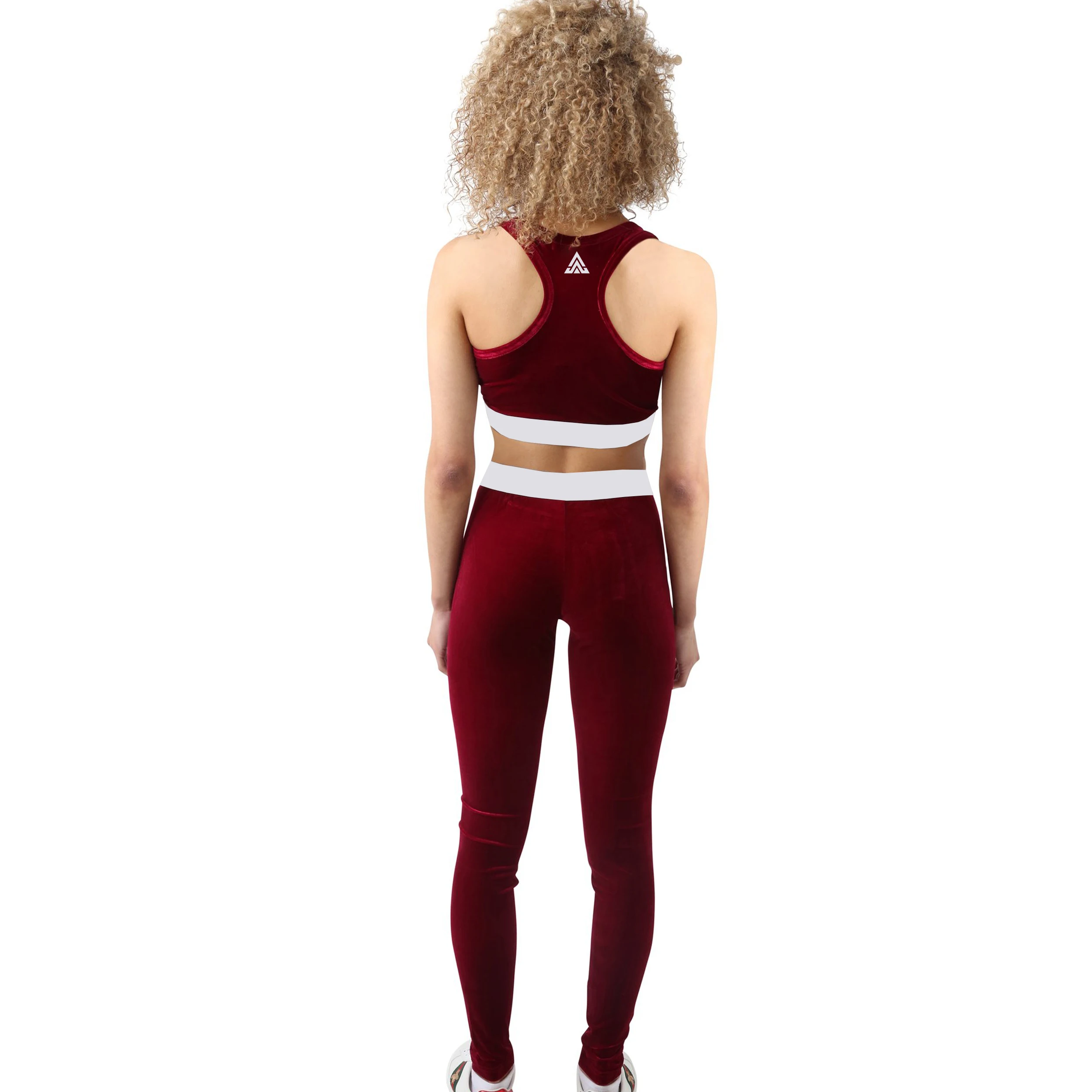 Ladies Leggings Set 2 Piece Wholesale Ladies Stretchy Running Training Fitness Velvet Taped Bra and Leggings Full Suit