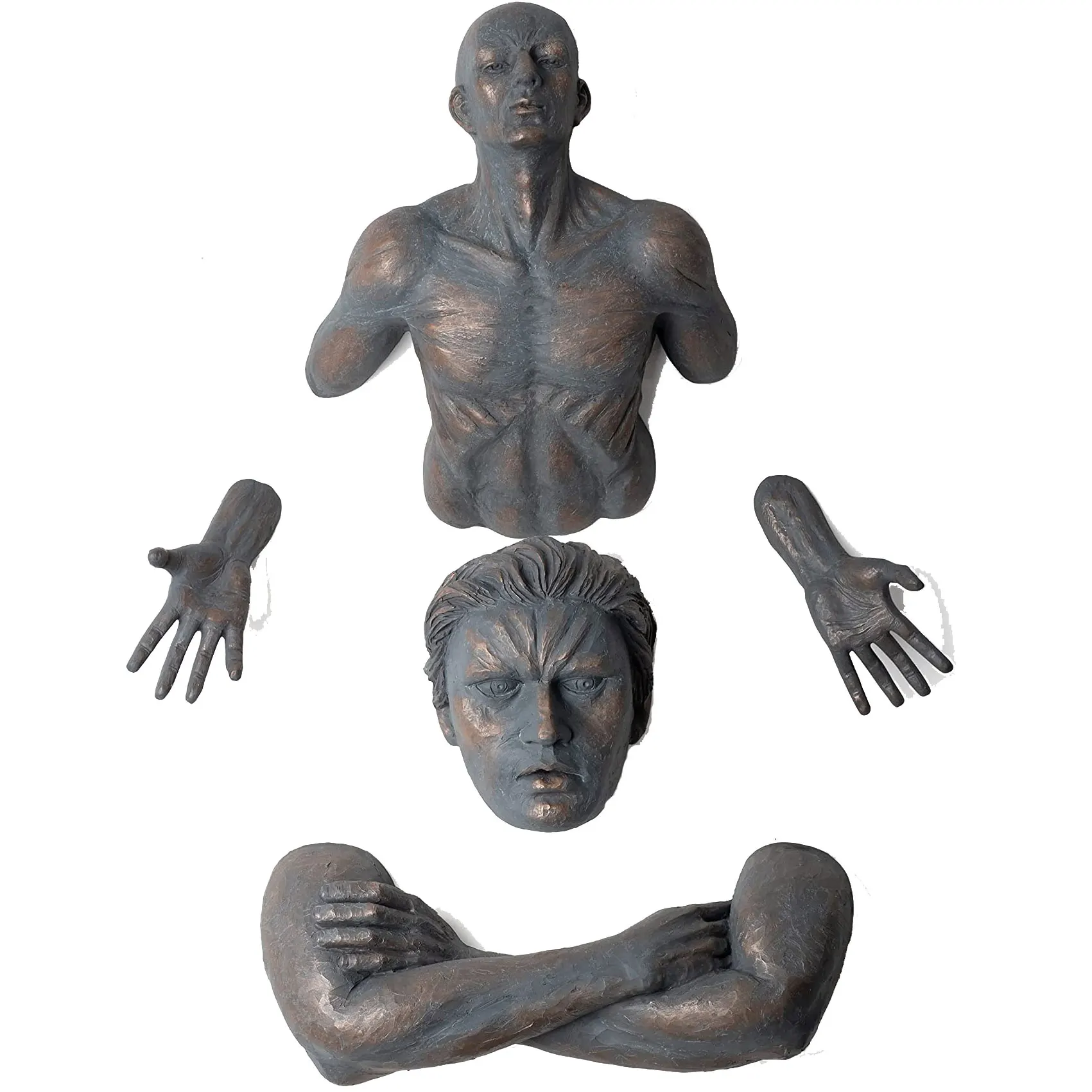 Through Wall Figure Sculpture Resin,Pendant Statue Living Room Decor