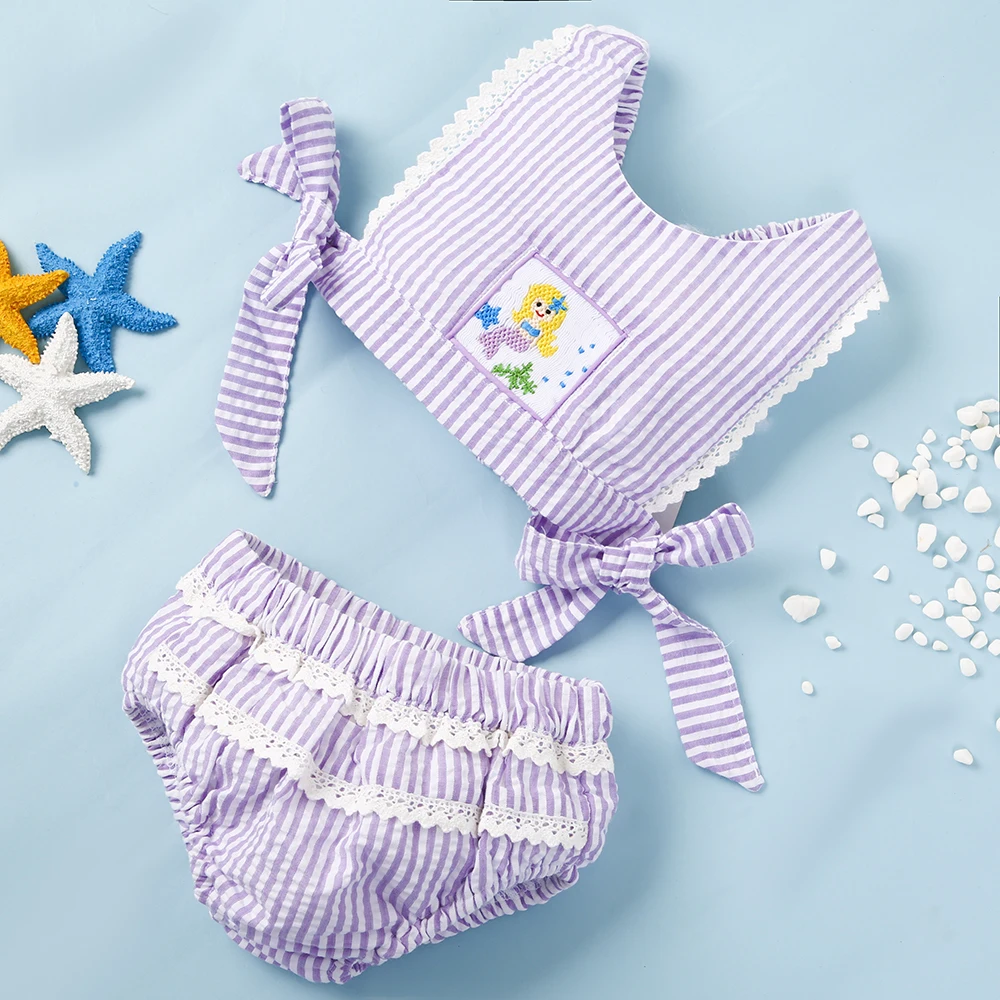 Little mermaid hand smocked bikini clothing set - BB973