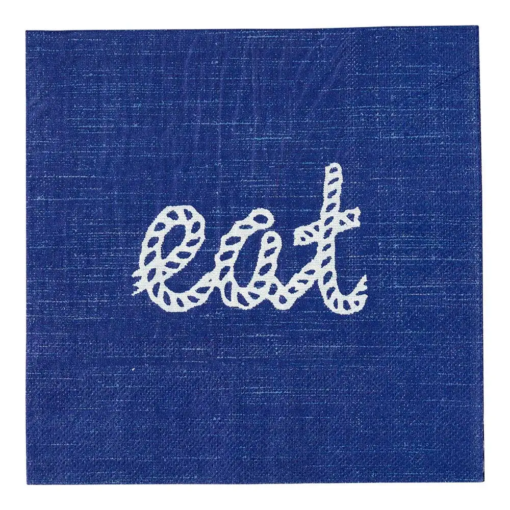  Бумажная салфетка для завтрака темно-синего цвета-Eat веревочный шрифт-13 дюймов x 13 дюймов-500 шт. в коробке