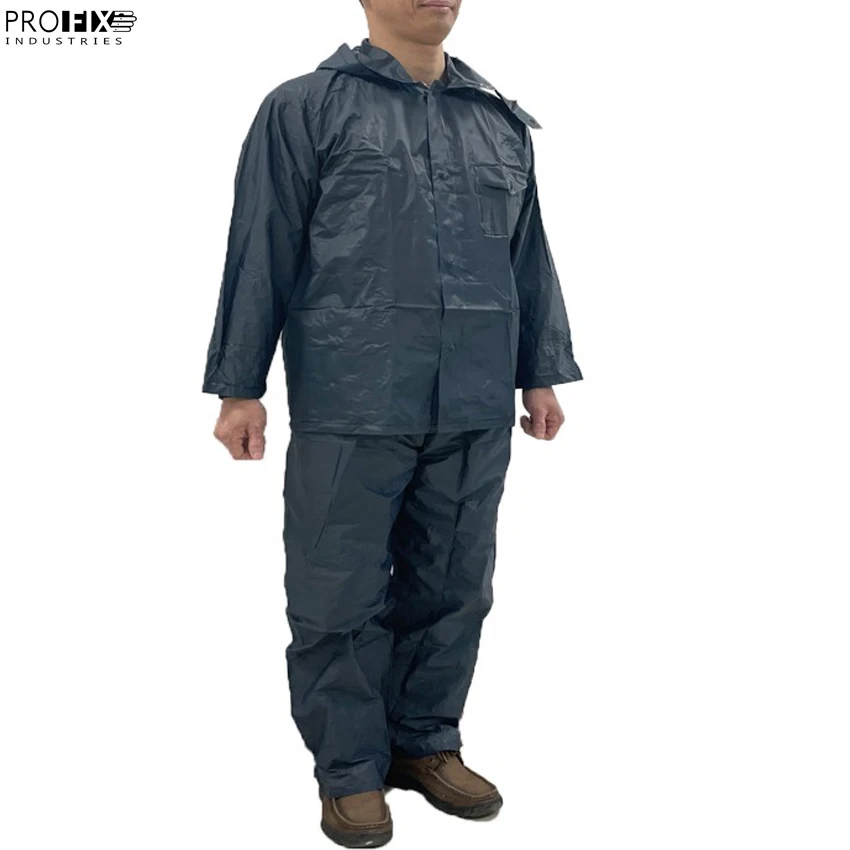 Raincoat Seamless PVC film weldable rain wear blue color rain suit for men And women Rain Suit