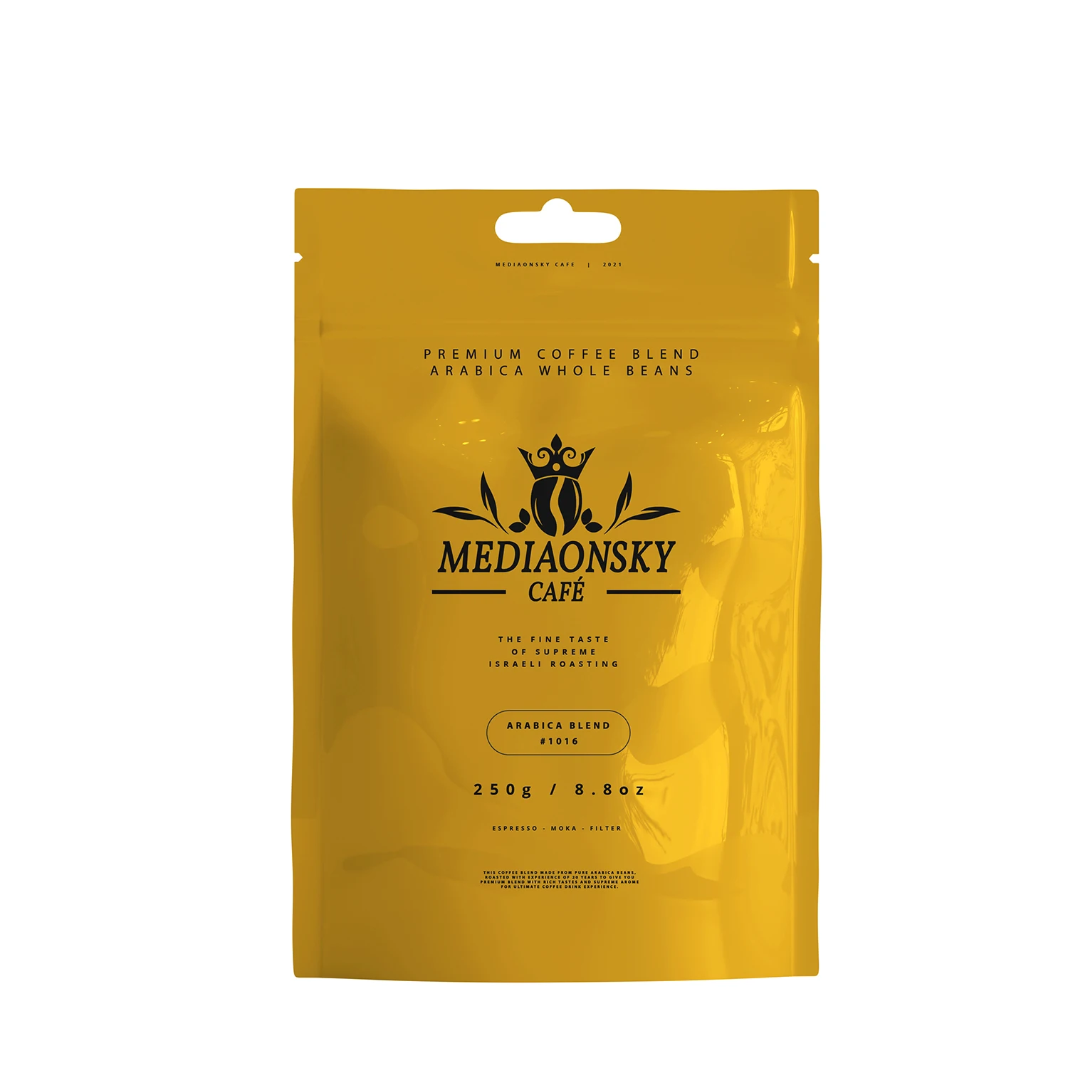 
2021 Premium Espresso Coffee Blend - 250g Arabica Blend 1016 - Whole Arabica Coffee Beans - MEDIAONSKY CAFE 