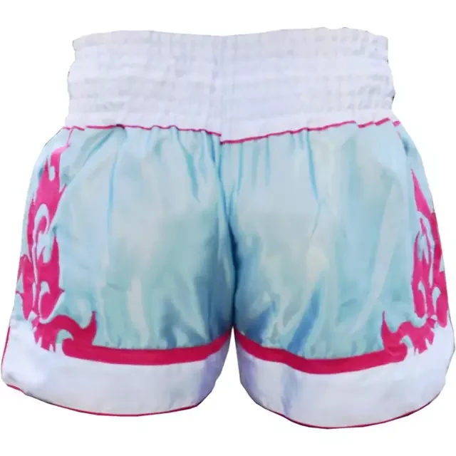 Muay Thai Kick Boxing Thai Shorts Made of Satin Silk Custom Decorative with custom size logo color OEM  lead time