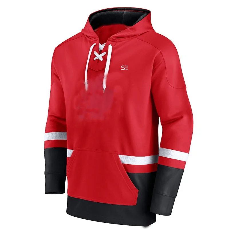 oversized laced collar ice hockey tracksuit training clothes warm up custom ice hockey hoodies 2023
