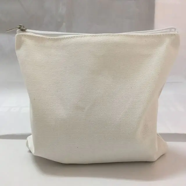 Wholesale eco-friendly 100% cotton canvas fabric makeup zipper pouch bag cosmetics makeup travel bag pouches cosmetic bag