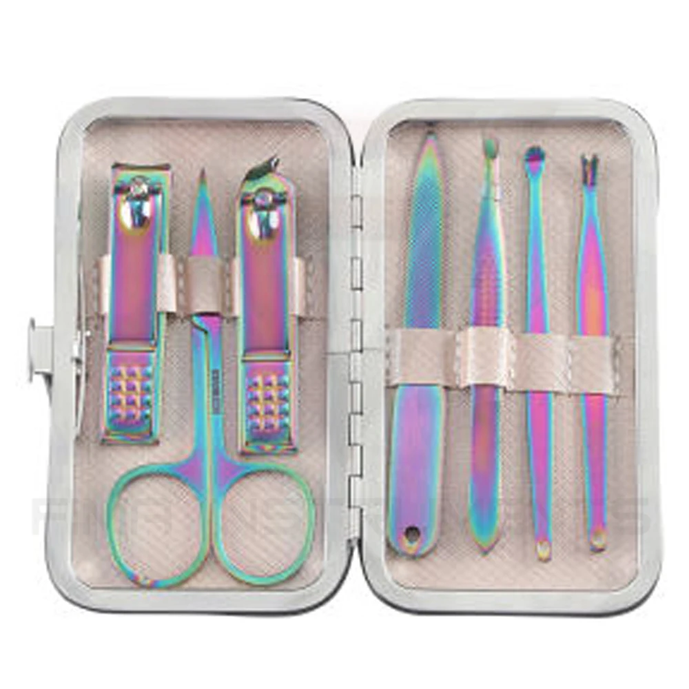 Promotional Custom Manicure Set Pedicure Kit 7 pcs Stainless Steel Nail Clipper Set