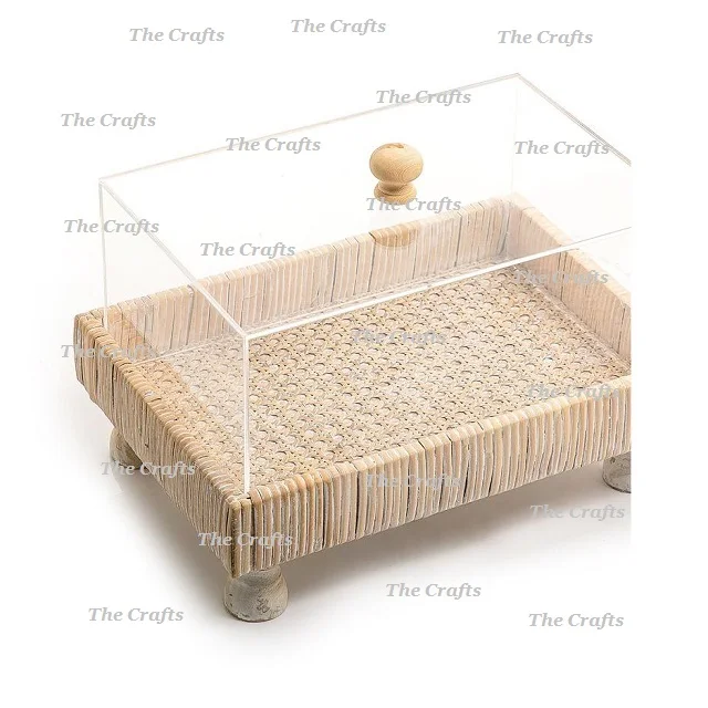 Rectangular Shape Wooden Serving Tray With Acrylic Cover Three Different Sizes Top Selling Serving Tray