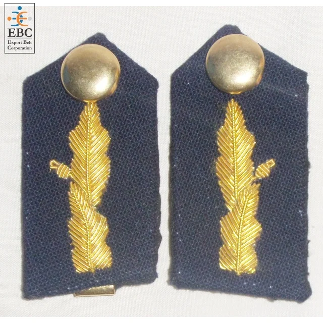 OEM Uniform Gorgets Collar Patch 4 Oak Leaf Silver Embroidery or Dark Blue Velvet High Quality Handmade Dress Uniform Gorgets