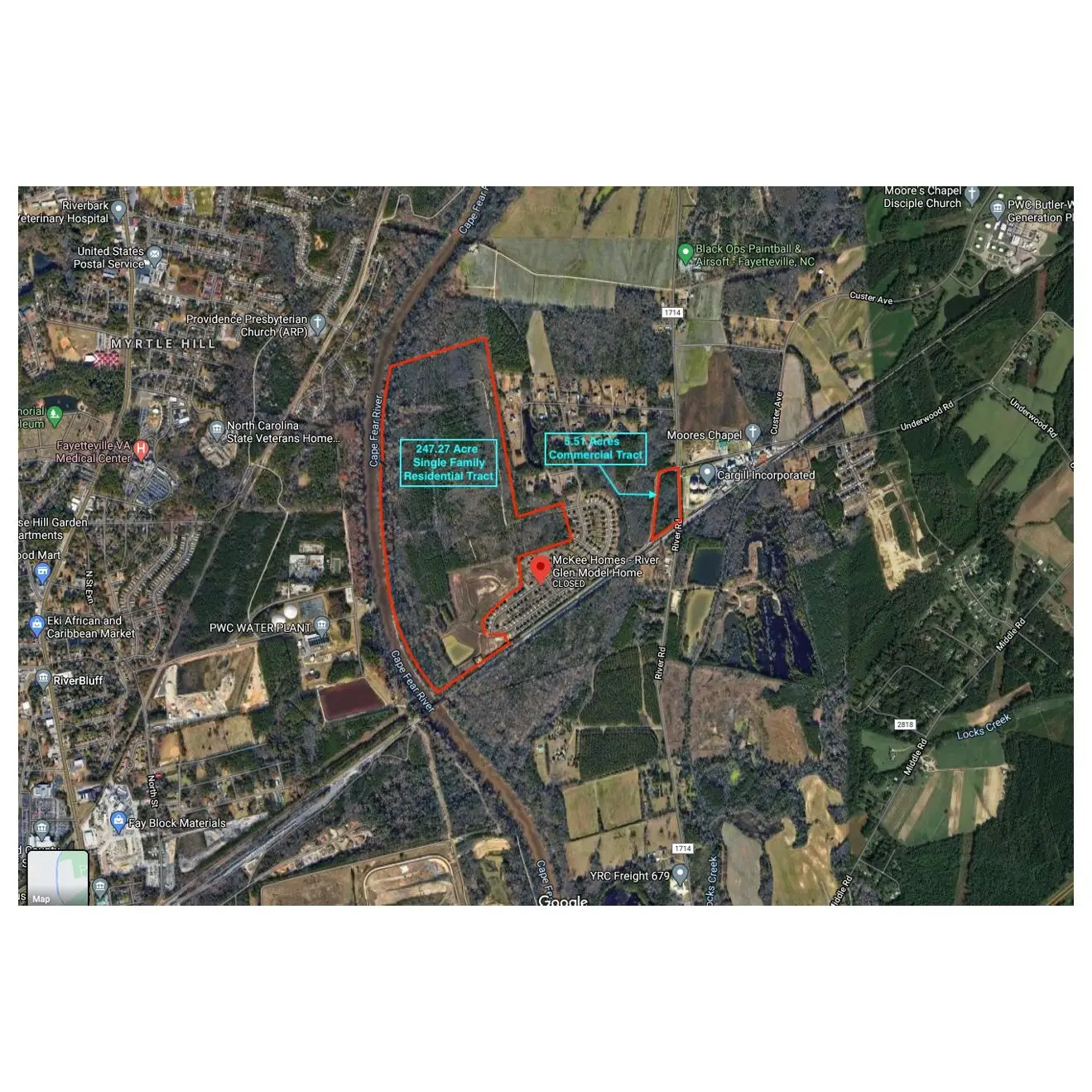 
Residential Land Tract 247.27 Acres US Real Estate for Sale Fayetteville, NC North Carolina, USA 