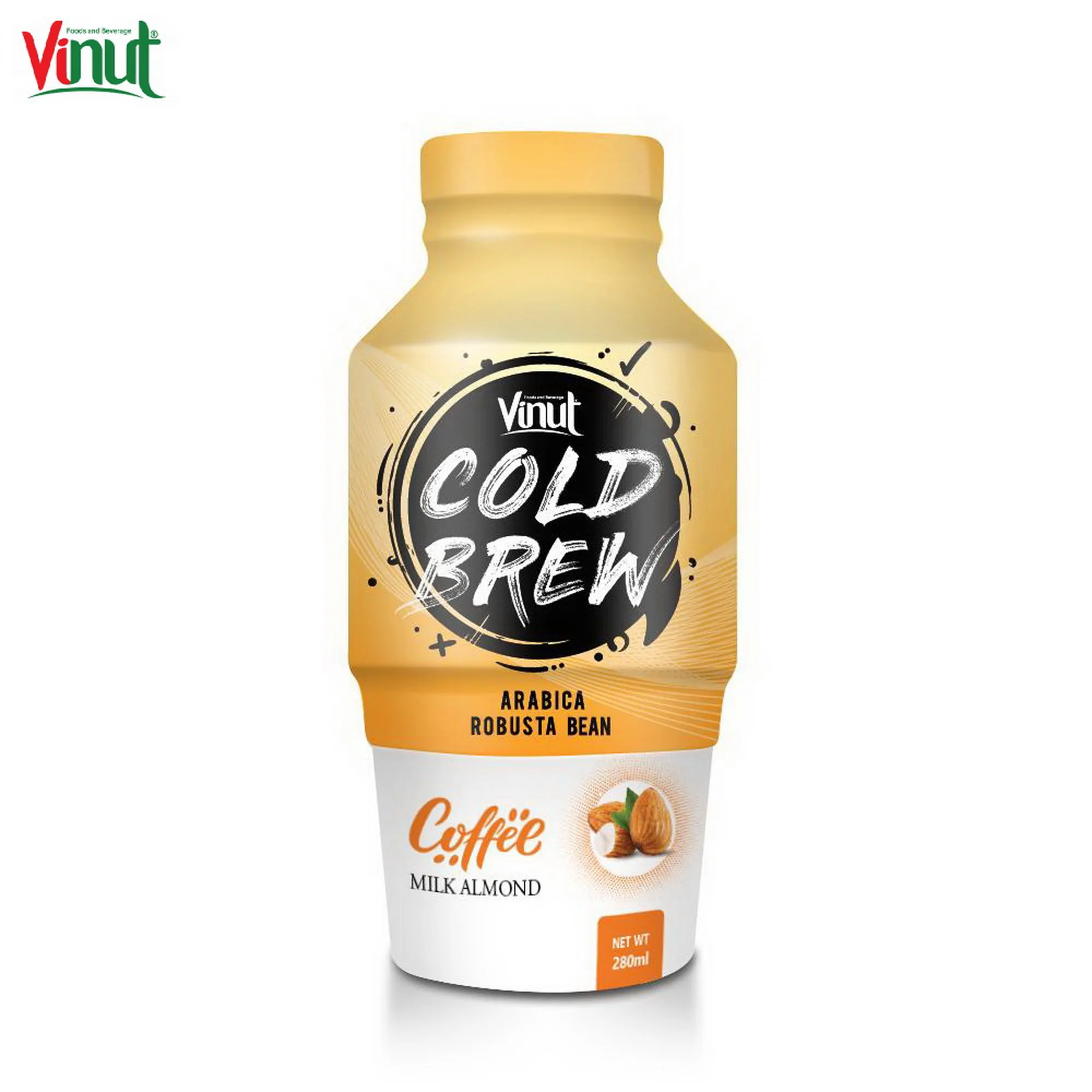 280ml VINUT bottle Free Design Your Label Cold Brew Coffee Drink with Almond milk Distributors Healthy Beauty Drink