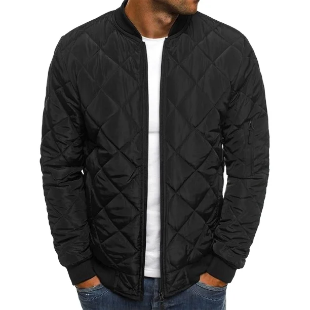 Two front pockets plus zipper 2022 Quilted Leather High Quality Bomber Jacket Custom Men Bomber Jacket Wholesale Blank Satin Ba