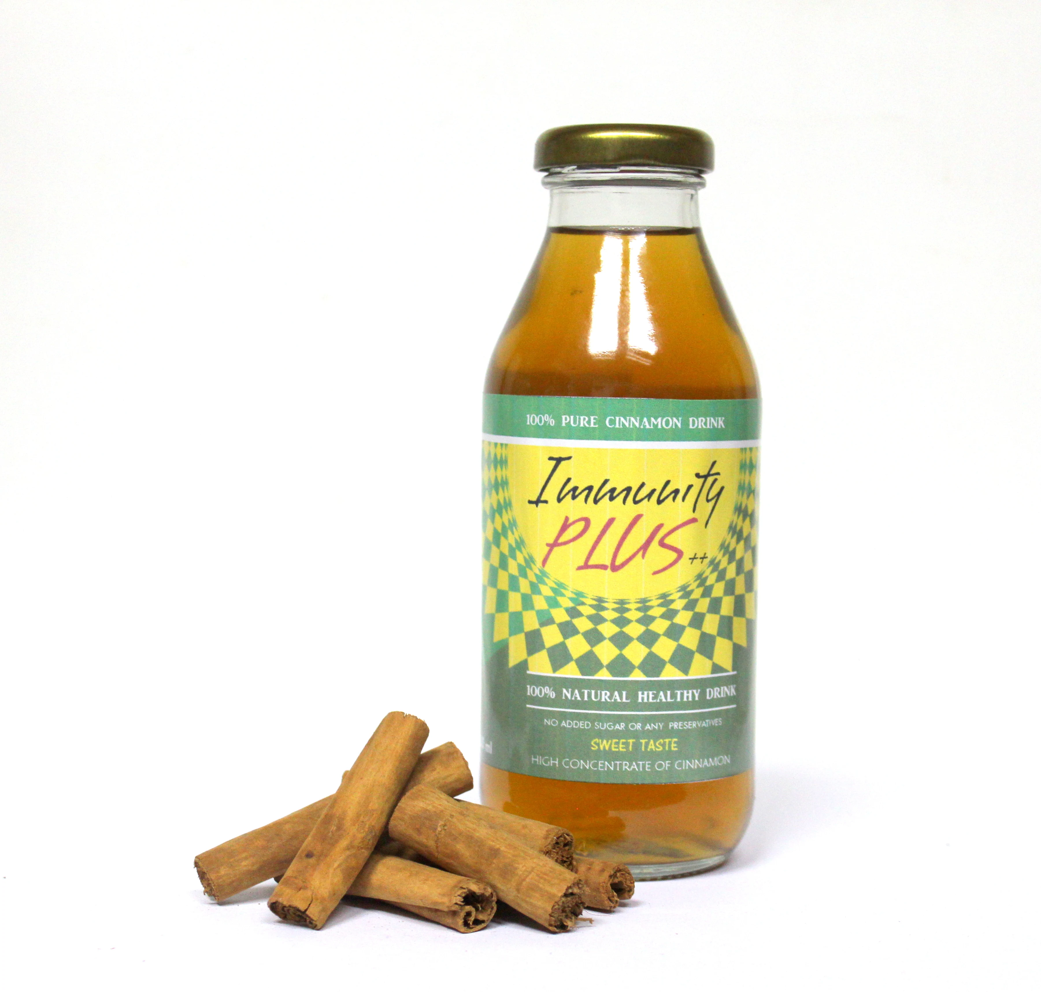 
Immunity Plus ++ Ceylon Cinnamon Yellow Iced Tea Glass Bottle Sweet Taste Sugar Free 