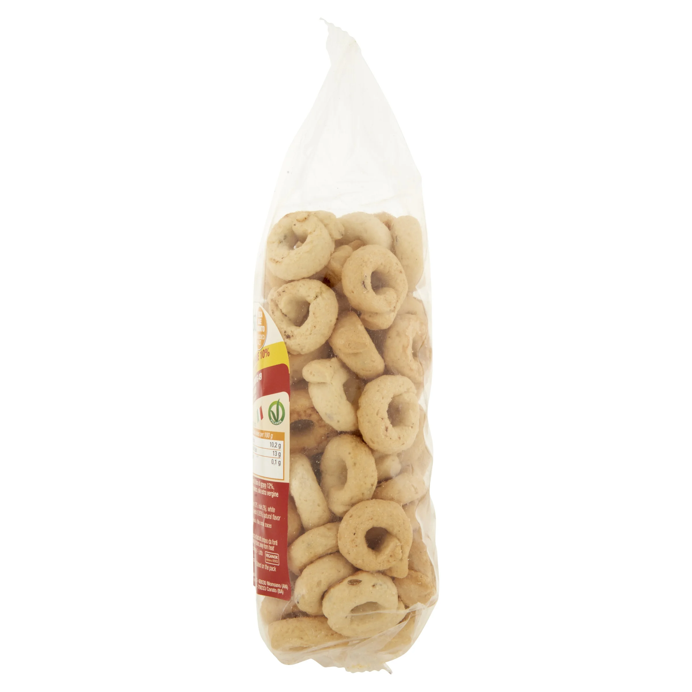 ITALIAN TARALLI WITH NO ADDED SALT - HIGH FIBER AND LOW GLYCEMIC INDEX, HEALTHY GRAIN SNACKS WITH BENEFITS