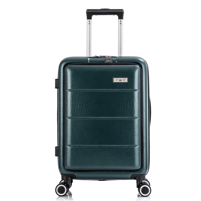 2020 Hot Sales wheeled cabin luggage hard shell suitcase front pocket luggage laptop trolley luggage bag