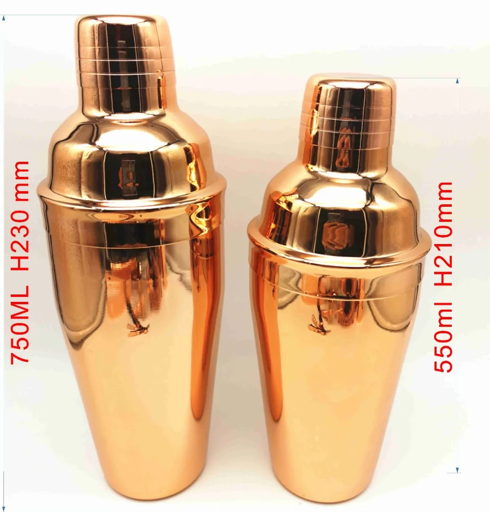 Christmas promotional gifts  Rose Gold 550ml 750ml  Stainless Steel Bartender Rose Gold Cocktail Shaker