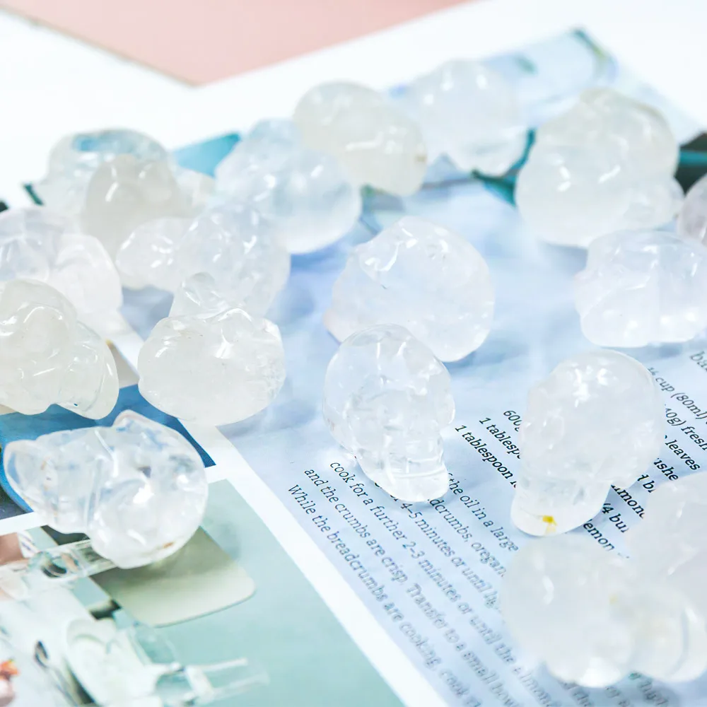 Mix nat geo wholesale hand carved about 1 inch mini clear quartz crystal skulls