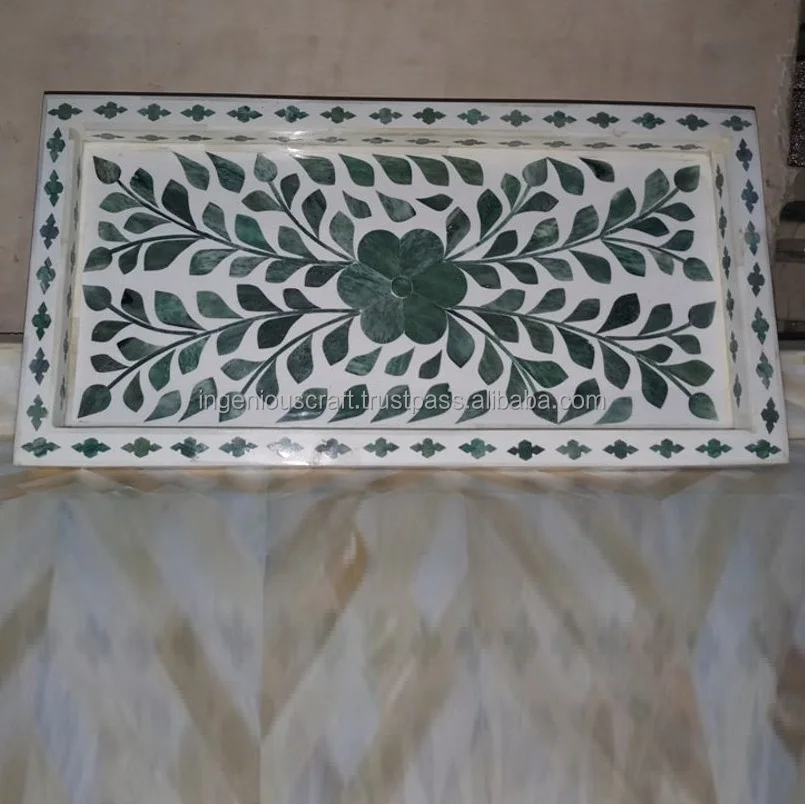 
HOT SELLING CHEAP PRICE INDIAN Green Bone Inlay Designer Small Tray by Ingenious craft 