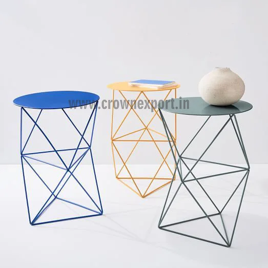 Luxury Home & Living Modern Decor Gold Geometric Side Table Set of 2 End Table Coffee & Accent Table Furniture For Best Interior