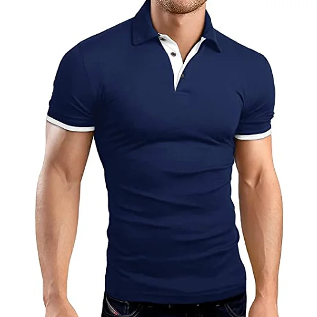 Мужская рубашка с коротким рукавом и воротником-поло