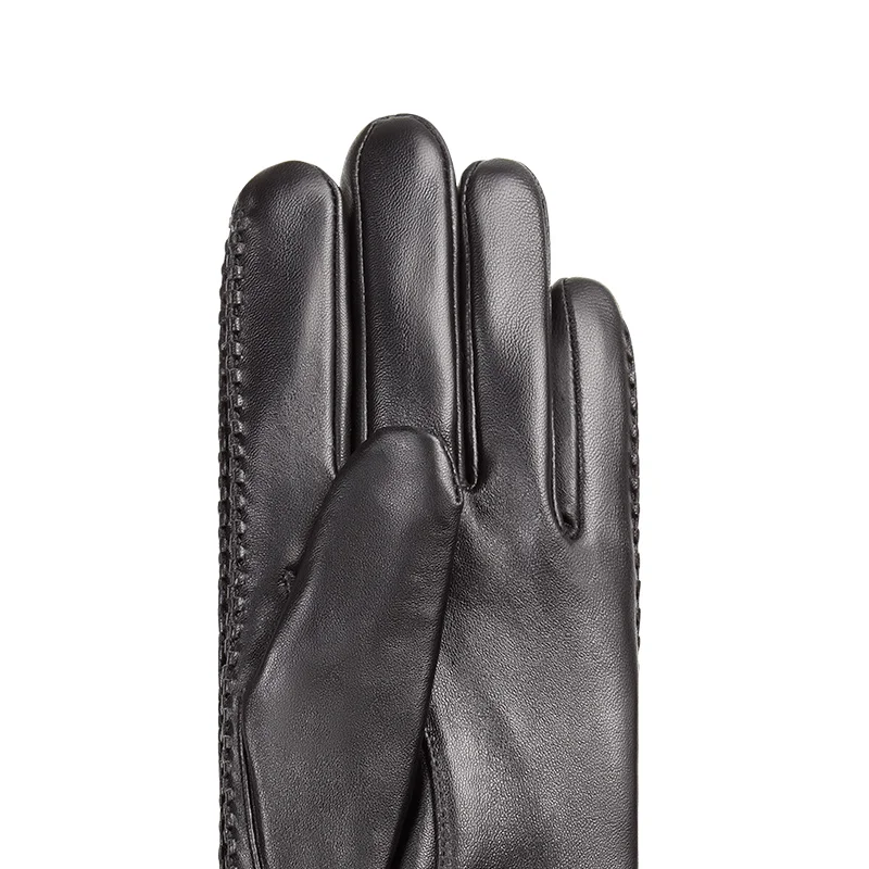 2021 new latest design fashion thermal touch screen winter genuine leather men Waterproof Windproof fashionable heat up gloves