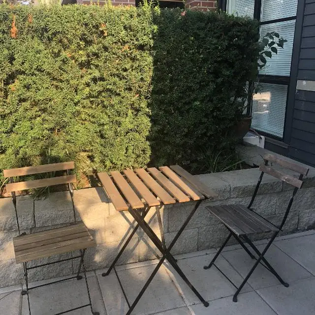 Outdoor Bistro Coffee Set: 1 Table, 2 Chairs Acacia tarno patio outdoor space balcony garden vietnam cheap price