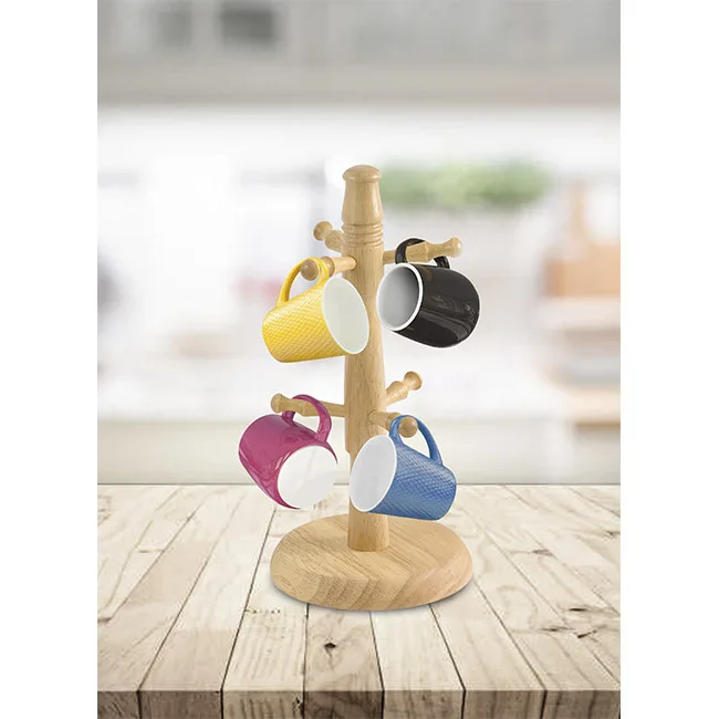 Multipurpose Hihome Wooden Mug Tree Holder Anti-slip Pads Design Can Prevent Scratching Your Countertop Stable & Sturdy
