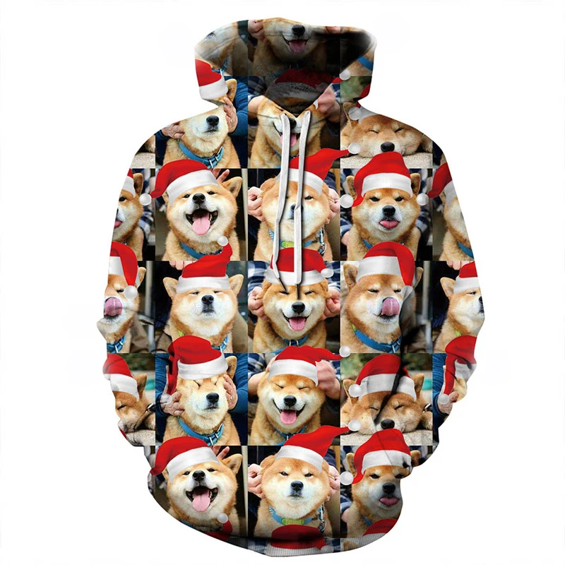 party clothing Christmas hat Sheep alpaca printing lover crewneck sweatshirt Christmas gifts winter wear custom hoodies