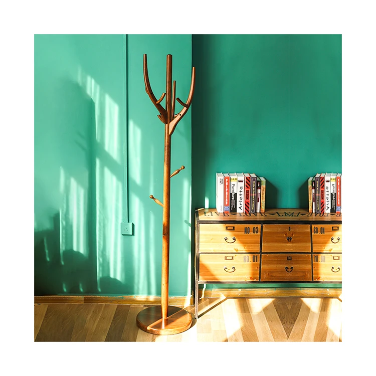 Household Solid Wood Single-pole Standing Clothes Hanger For Making Money Tree  Coat Rack