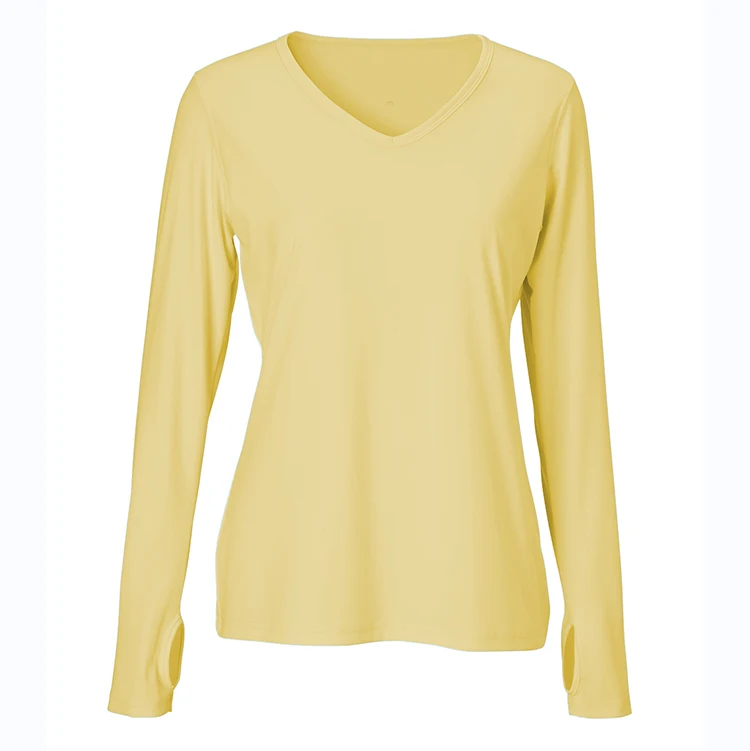 2020 Custom Womens Long Sleeve Graphic Tees Ladies Printed V Neck  Thumb Hole T Shirts