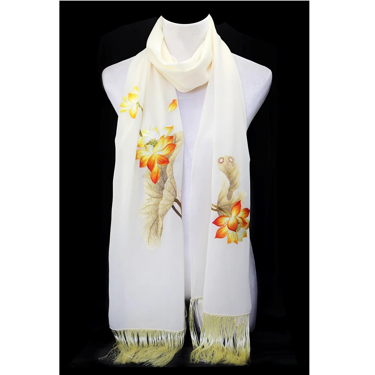 Оптовая продажа, Прямая поставка, аксессуары для ручной вышивки, прозрачный тканевый шарф с лотосом