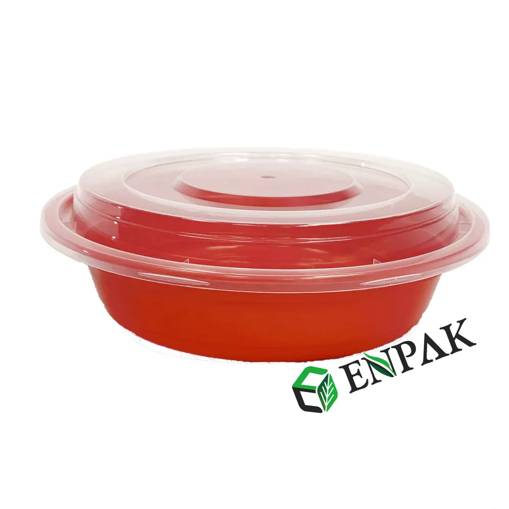 ENPAK Customized 32oz Round disposable colorful Plastic food containers