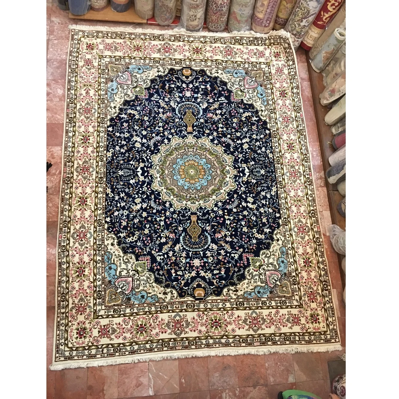 Non-Chemically Washed  Rectangular Hand-Knotted Woollen 3x4m Carpet In Diverse Designs From Vietnam