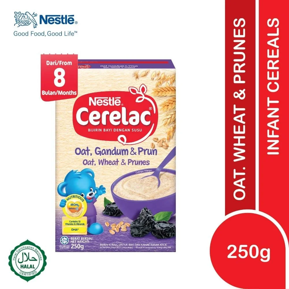 Cerelac Cereals with Milk Oats + Wheat + Prunes 250 Gram Halal Baby Cereal