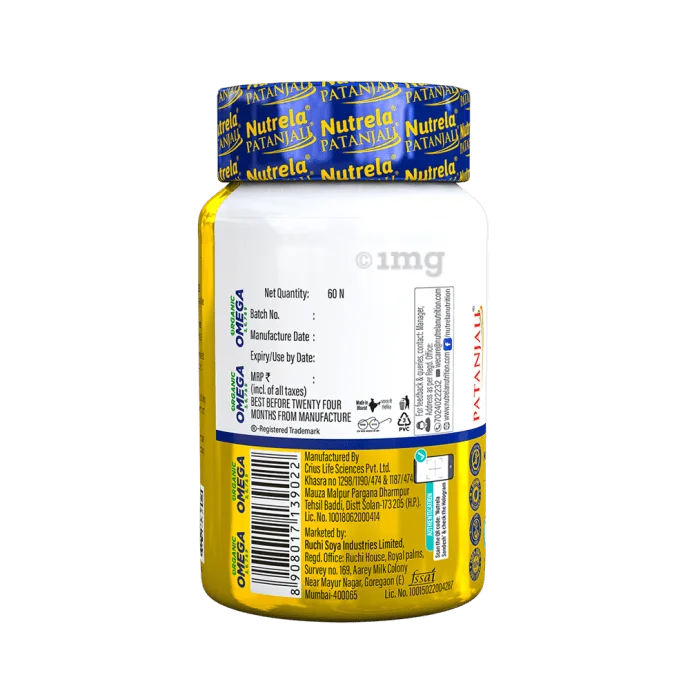 Patanjali Nutrela органические капсулы Омега 3 6 7 и 9 Вег мягкие гелевые повышают когнитивные способности функцию головного мозга