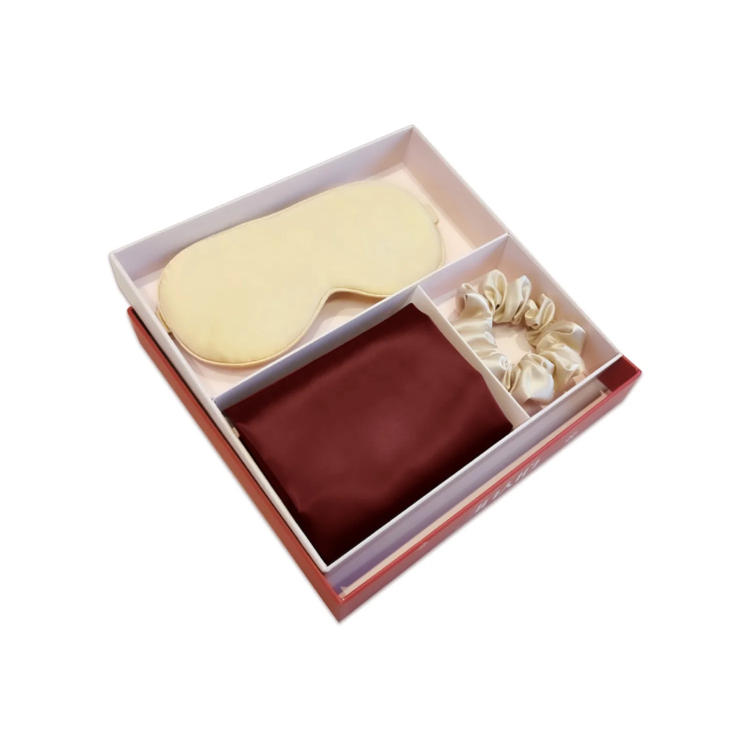 Christmas blind gift box 3 pieces silk items included pillowcase eye mask and scrunchies