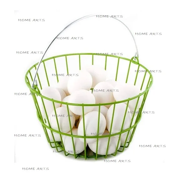 Round Shape Green Color Egg Rack Customized Size Wrought Iron Kitchen Hanging Egg Basket At Cheapest Price
