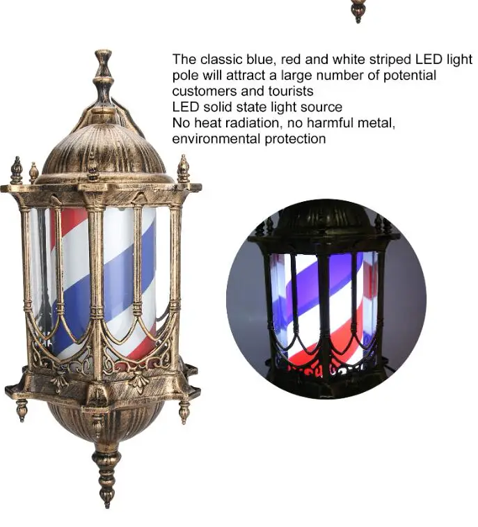 Парикмахерский водонепроницаемый Вращающийся светодиодный светильник парикмахерский светильник полосатый стержень Красный Белый аксессуары для парикмахерских