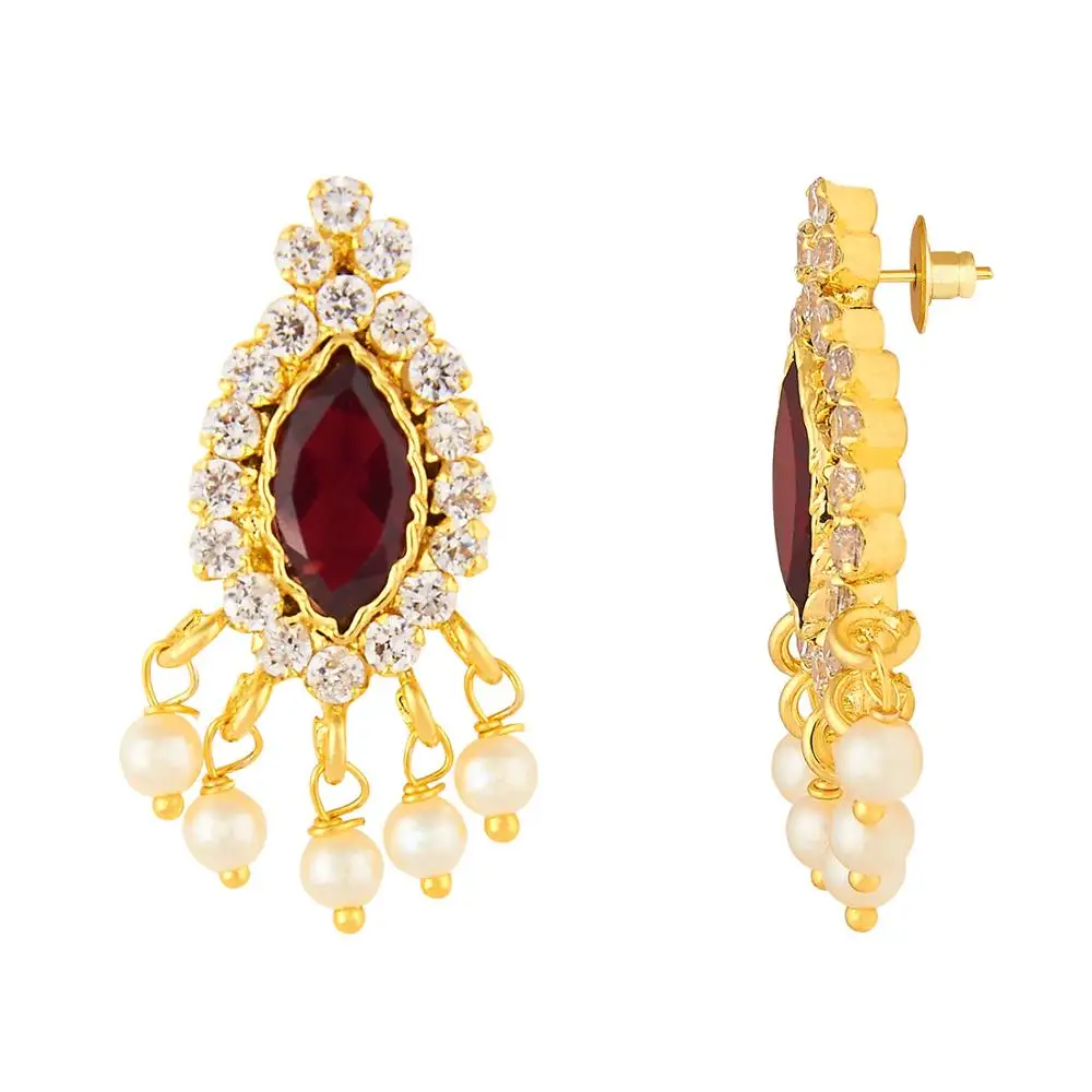 Indian traditional jewelry wine red and white oval shape stone designer pearl necklace set for  bridal