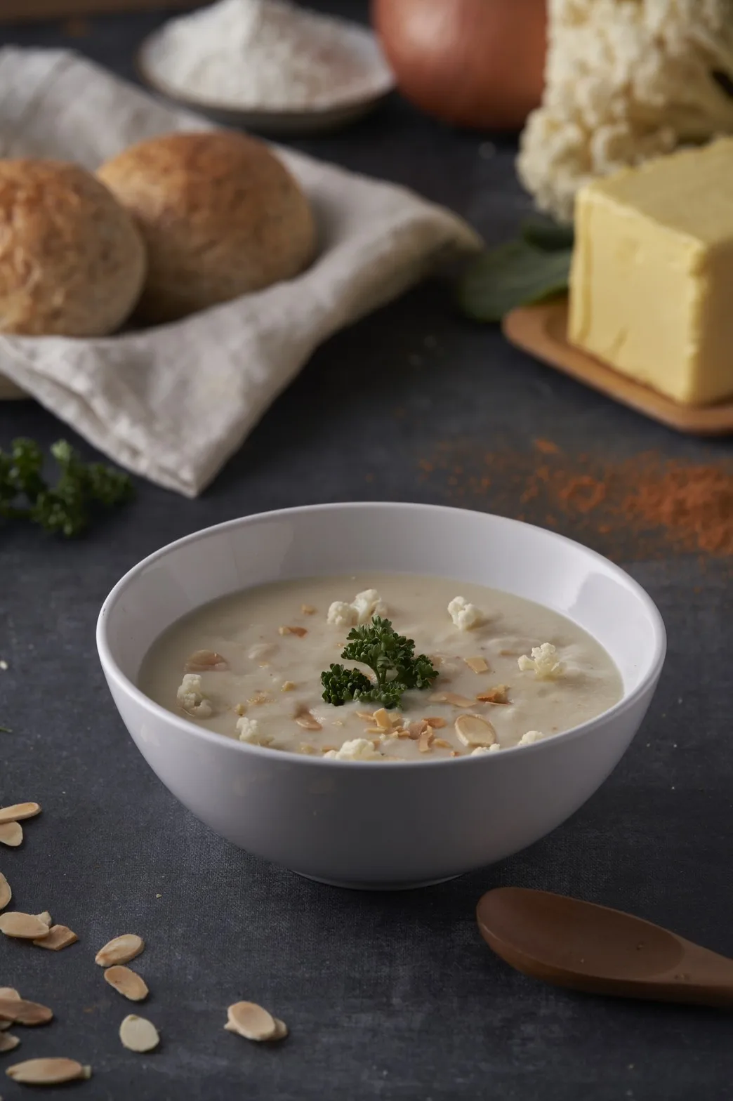 Italian soup Instant food Italian Cuisine with cauliflower