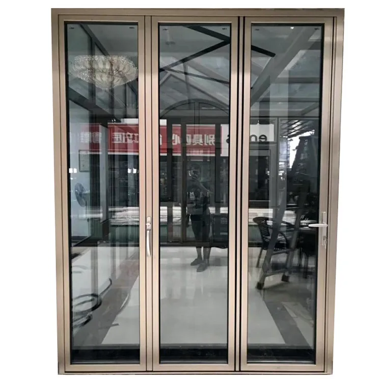 Folding Door With Glass Panel Hurricane-Proof Aluminum Tempered Folding Door System Aluminum With Folding Door Pvs