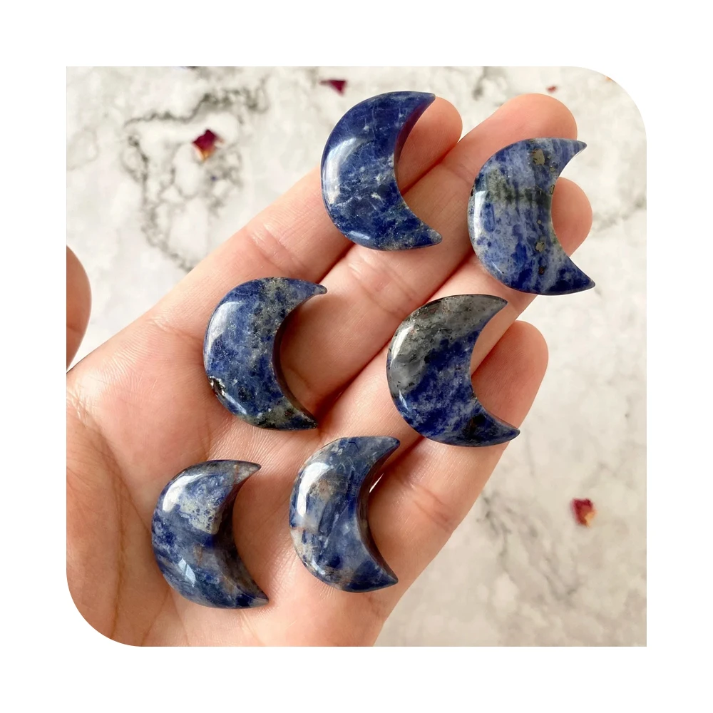 Wholesale Price Natural Crystals Carving Crafts Sodalite Small Crystal Moon And Star For Decoration And Healing