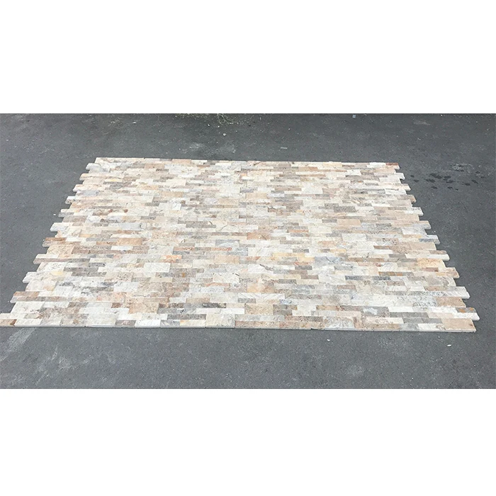 Turkish Natural Stone Beige Travertine Stacked Exterior Culture Stone Wall Panel Ledger Panel