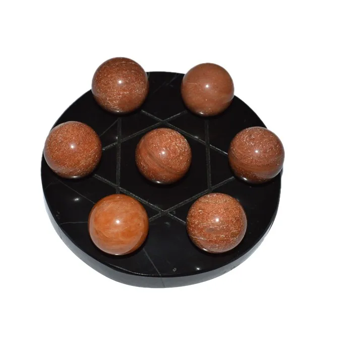 Browse The Collection of Black Agate Disc with Chakra Ball Generator | Black Agate Disc with Chakra Ball