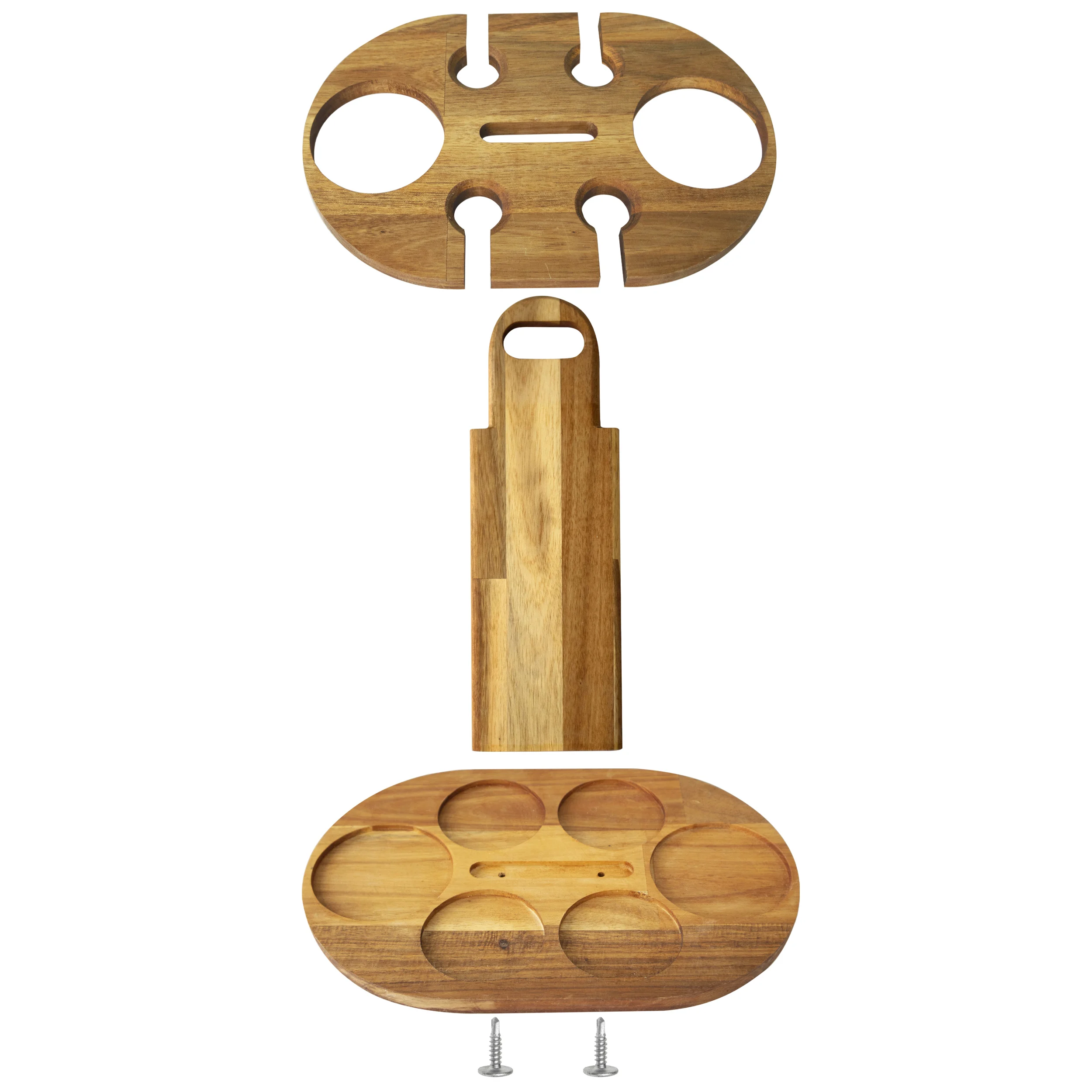 2 Bottle Wine Rack Stand, Rustic Farmhouse Wood Wine Carrier Bottle Holder, Free Standing Countertop Wine Storage Crate