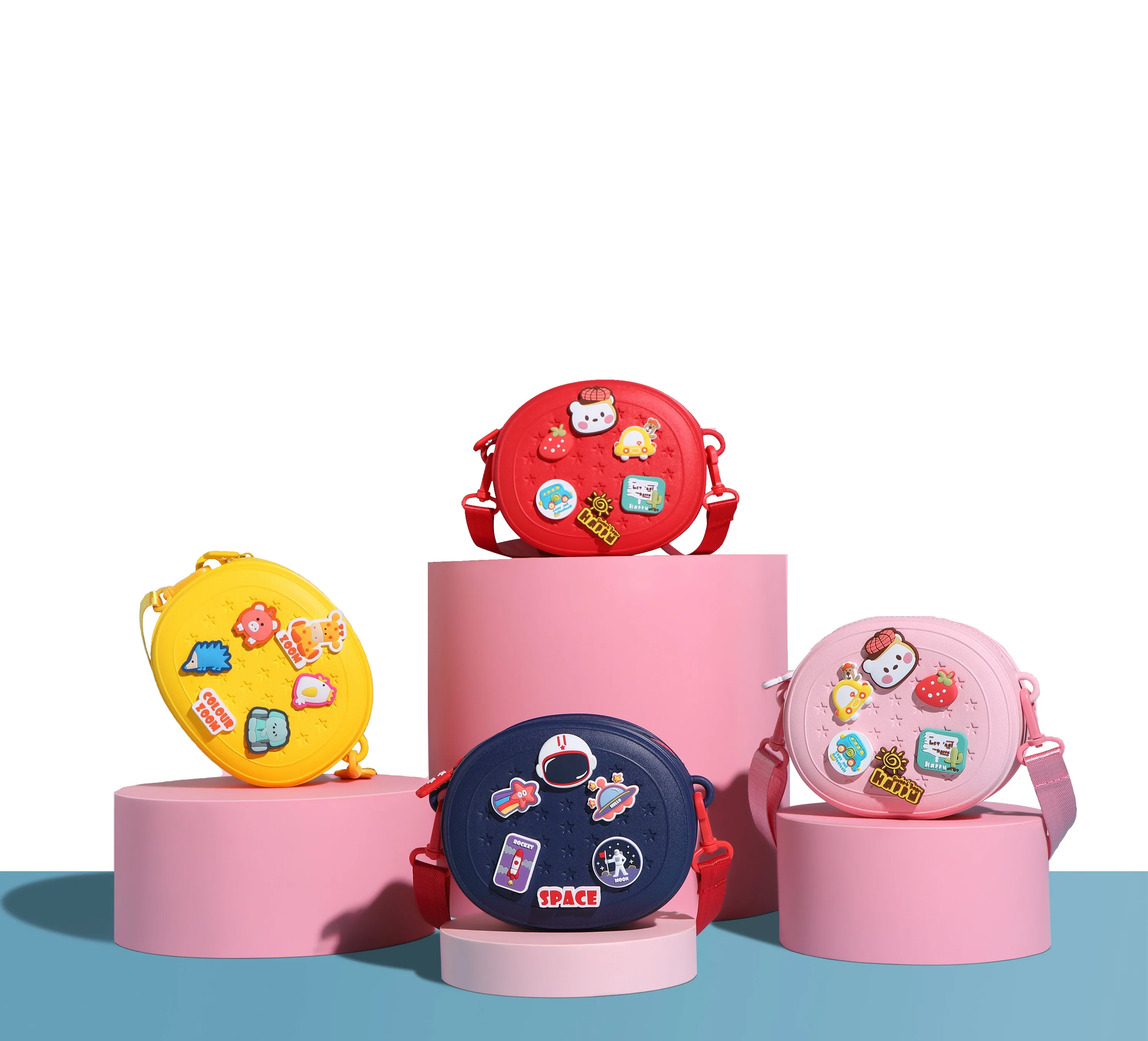 Fashion Air Kids Toddler Purse Crossbody bag wallet with DIY Cartoon Buckles, Easy Clean Lightweight, Kindergarten Preschool