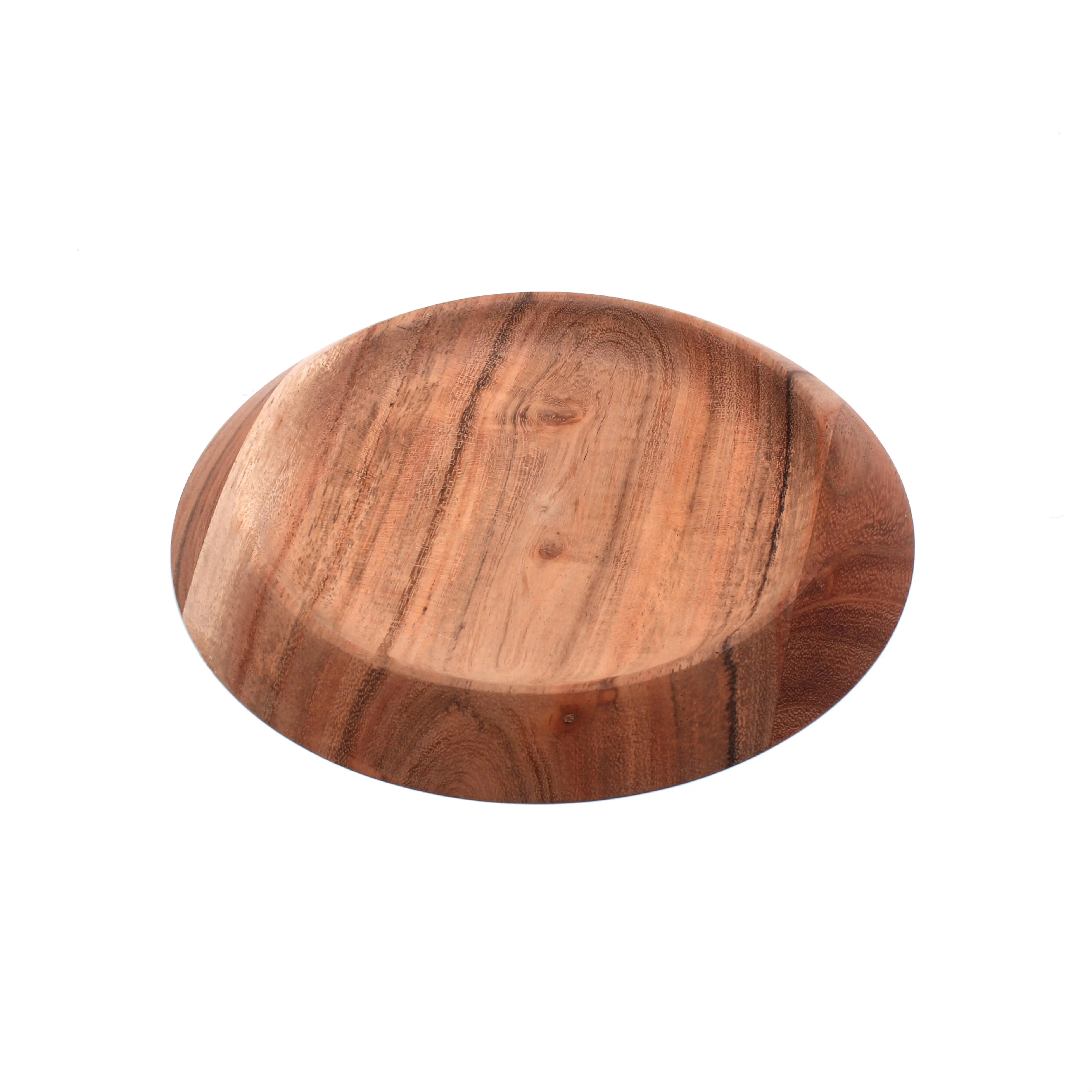 Round Wood Japanese Style Acacia Wood Serving Creative Platter Mind Happiness Multiple Use Bamboo Acacia Wooden Platter