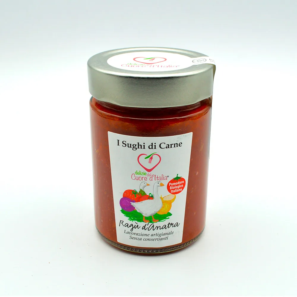 High Quality Italian Ragu Sauce with Duck Meat hand made can be used as topping on pasta pizza rise bruschetta toasted bread