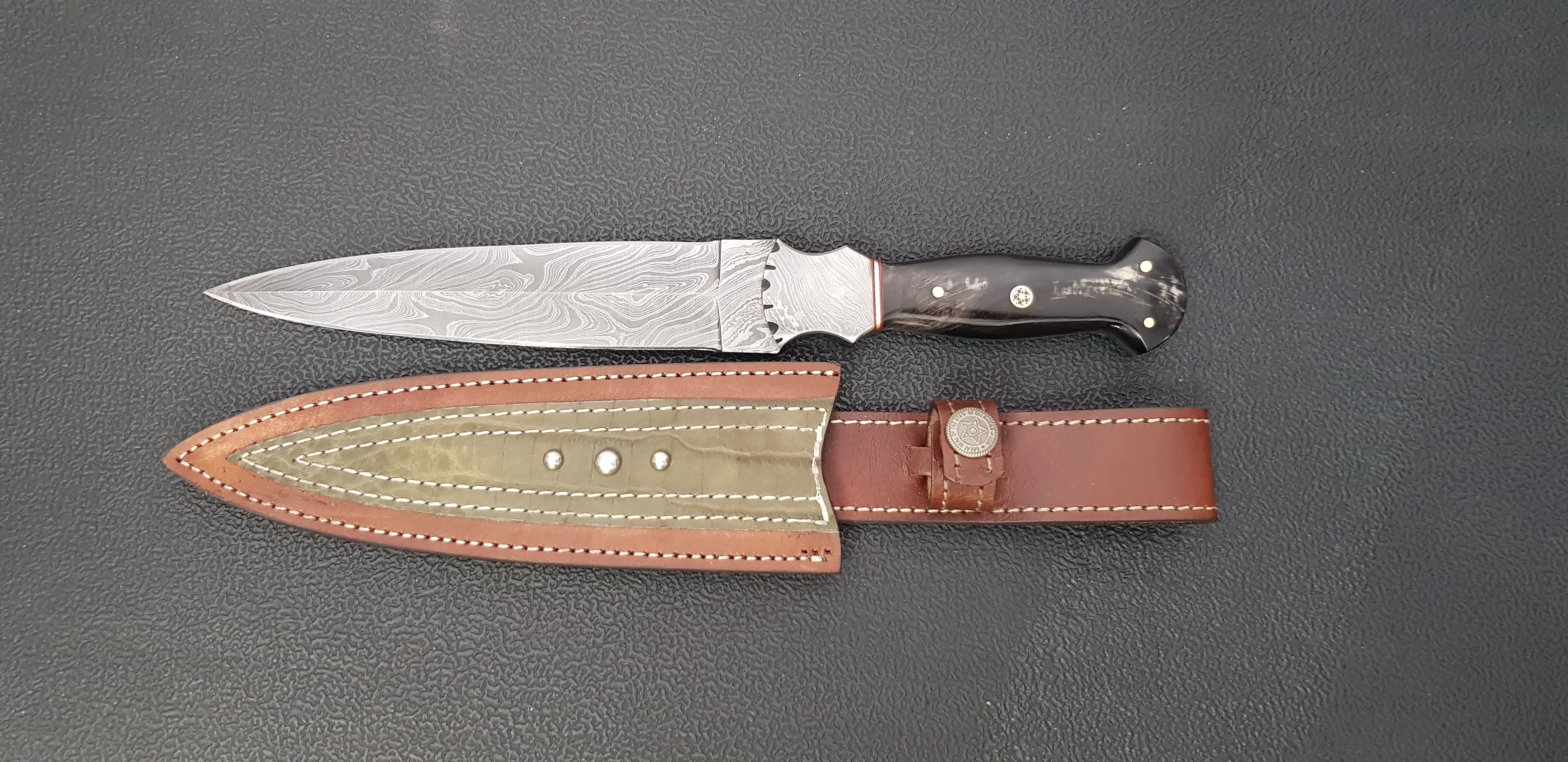 Hunting Knife DAMASCUS Custom MADE Hook Fixed Blade Knives Industrial MHINDUSTRY MH-0988 Non-changeable 5mm PK